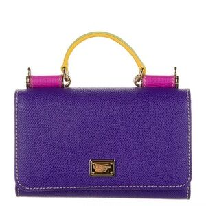 Dolce & Gabbana Purple Mini Top-Handle Bag with Yellow Handle and Pink Accents